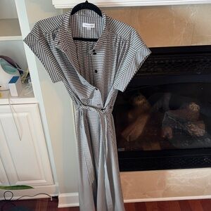 Calvin Klein Black and White Gingham Dress